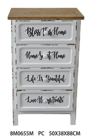 Mobile shabby Breslavia 4 cassetti cm50x38Xh88