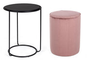 Set combinato moderno tavolino-pouf Annika rosa antico