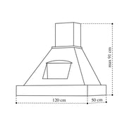 Cappa rustica con camino da cucina TOSCA bianca con finiture in legno colore corda cm 120