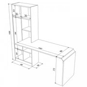 Scrivania con libreria colore bambu   con anta bianca