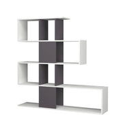 Libreria scaffale 4 livelli  9 scomparti bianco grigio 145x29xh.145 cm