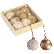 Addobbo metallo confezione 8pz bianco orocm11x11h2,5