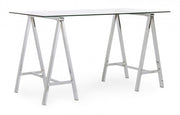 Scrivania moderna Alchimia Cromo con piano in vetro 140x70x76h cm