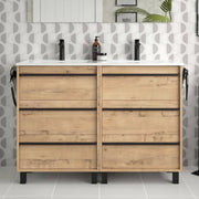 Mobile bagno Geco120 rovere ostippo doppio lavabo 3 cassetti 120x45x86h