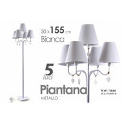 Piantana da terra lampada shabby 5 luci bianca cm 155