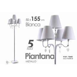 Piantana da terra lampada shabby 5 luci bianca cm 155