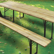 Set da giardino tavolo e due panche in legno e acciaio Verdelook