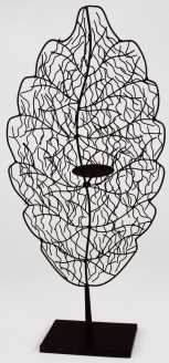 Portacandele ferro scuro foglia yf-8414cm. 38 x 21 h 82