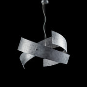 Sospensione industrial in ferro laccato con decorazione argento 3 luci 57xh.28 cm