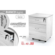 Cassettiera da ufficio bianca  con cassetti chiave e rotelle cm 42 x 40 x 55 h