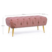 Panca arredo pouf rosa con gambe cm 103 x46x40h