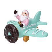Aeroplano resina con babbo natale azzurro cm17x14h9