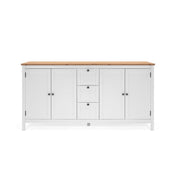 Mobile credenza 4 ante 3 cassetti bianco con top rovere 180x40xh.90 cm