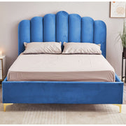 Letto Matrimoniale Contenitore Artu Blu Testiera Smerlata L 171 x P 209 x H 138 cm