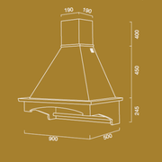 Cappa cucina rustica bianca VIENNA con cornice in legno intarsio colore noce evita cm 90