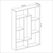 Libreria Liam bianca dettaglio geometrico noce 100x136h