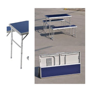 Set picnic in alluminio e MDF un tavolo due panche pieghevole a valigetta