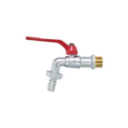 Rubinetto a sfera con portagomma e leva rossa 1/2