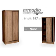 Armadio con ante scorrevoli noce con doppio vano cm 84 x 56 x 187 h