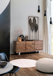 Pouf intrecciato sabbia bizzotto cm 80