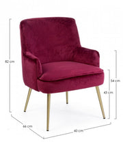 Poltrona moderna velluto bordeaux Clelia
