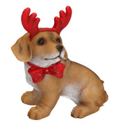 Cane resina con corna e fiocco cm17x10h17