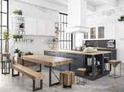 Sgabello in acciaio seduta in legno di abete PRISMY 25,5x25,5x h46 cm