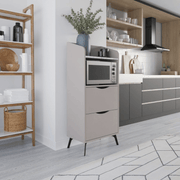 Mobile multiuso Gorki con cassetti light mocha e ripiano carrara bianco