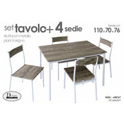 Tavolo con 4 sedie struttura metallo cm 110x 70x 76 h
