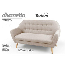 Divano design stile moderno fashion  tortora cm 142 x 64 x 84 h