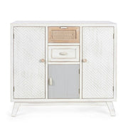 Credenza tre ante due cassetti in legno Bianco CLOTILDE 87x36x h80 cm