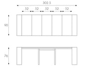 Consolle allungabile antigraffio in mdf laccato tortora 90x42,5/302,5x76h cm