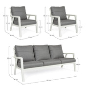 Set salotto 3 pz con cuscini Truman Lunar