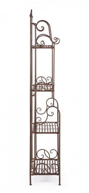 Scaffale pieghevole quattro ripiani in acciaio Marrone MELANIE 57x28x h164 cm