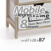 Mobile cassettiera moderna decorato 8 cassettoni cm 67 x 28 x 87 h