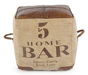 Pouf cubo in pelle stile industriale cm 45x45x45h