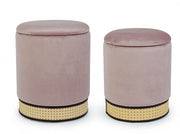Set 2 pouf contenitore velluto rosa antico Milena