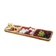 Vassoio unico in legno di faggio con 3 scomparti