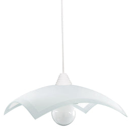 Sospensione 40x40 con montatura bianca e vetro a lastra, 1xE27.