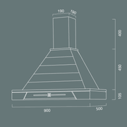 Cappa aspirante JINNY in acciaio inox silver e cornice in legno intarsio colore cenere cm 90
