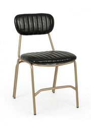 Sedia moderna retro Addy con struttura in acciaio similpelle nero