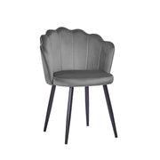 Sedia in velluto grigio con gambe metallo nero 64 x 58 x 80 cm