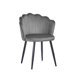 Sedia in velluto grigio con gambe metallo nero 64 x 58 x 80 cm