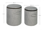 Set 2 Pouf in tessuto con contenitore Grigio RADMILA