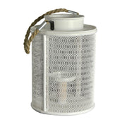 Portacandele legno bianco c/manico corda grande cm15,5x15,5h23