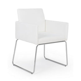 Sedia con braccioli in similpelle Bianco SIXTY 60x54x h80,5 cm