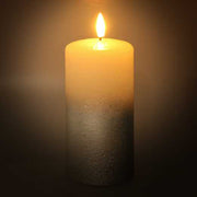 Candela paraffina led argento cm ø7,5h15