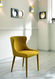 4xSedia in tessuto giallo 58x50,5x83h cm