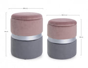 Set due pouf moderni apribili grigio rosa grigio