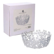 Round white snowflake metal basket cm ø20h7